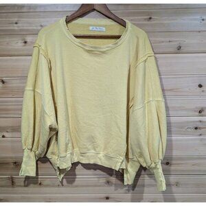 We the Free Free People Top Womens XL Yellow Cropped Sweatshirt